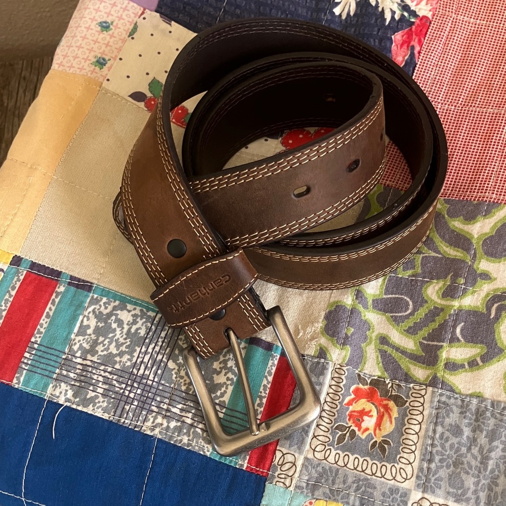 Carhartt Dark Brown Men's Belt with Silver Buckle
